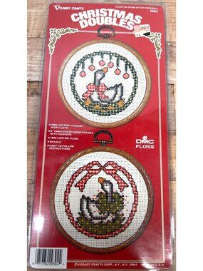 Vogart Crafts Christmas Doubles Cross-Stitch Kit With Goose Designs & DMC Floss